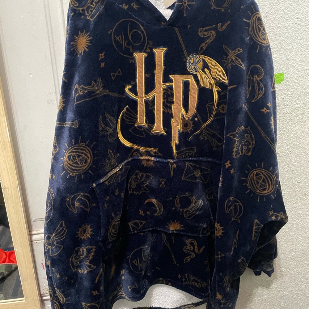 Navy and Gold HP Hooded Poncho